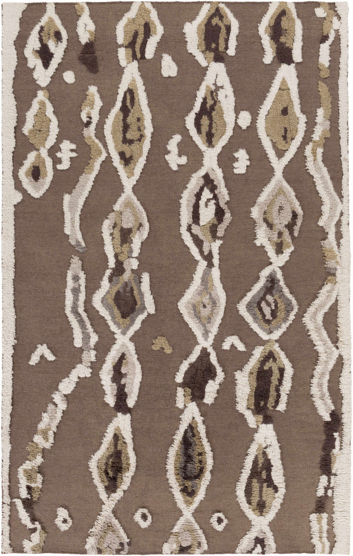 Castle Modern Style Brown And Ivory Hand Woven Wool Area Rug