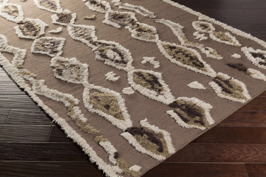 Castle Modern Style Brown And Ivory Hand Woven Wool Area Rug