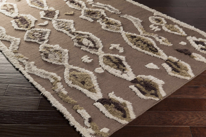 Castle Modern Style Brown And Ivory Hand Woven Wool Area Rug