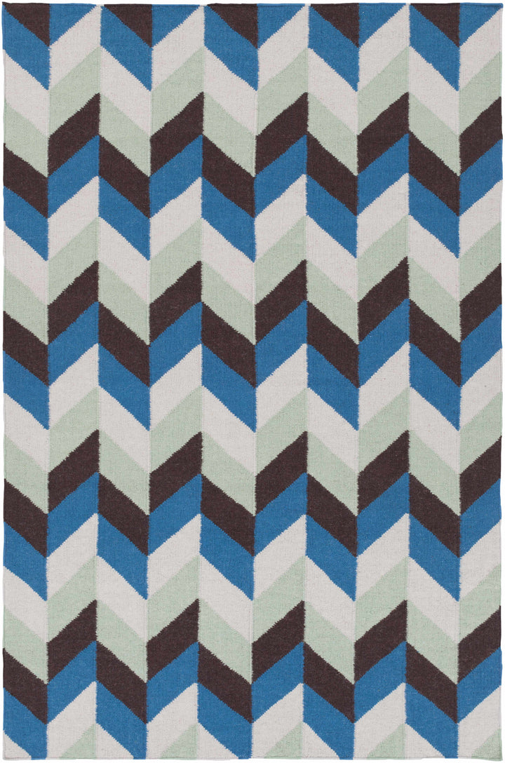 Curtin Multicolor Contemporary Geometrical Hand Woven Wool Carpet