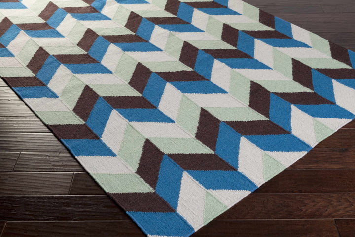Curtin Multicolor Contemporary Geometrical Hand Woven Wool Carpet