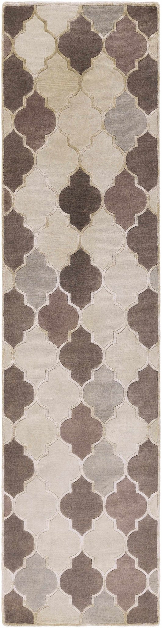 Cuero Modern Pattern Taupe & Brown Hand Knotted Wool Rug - The Rug Decor
