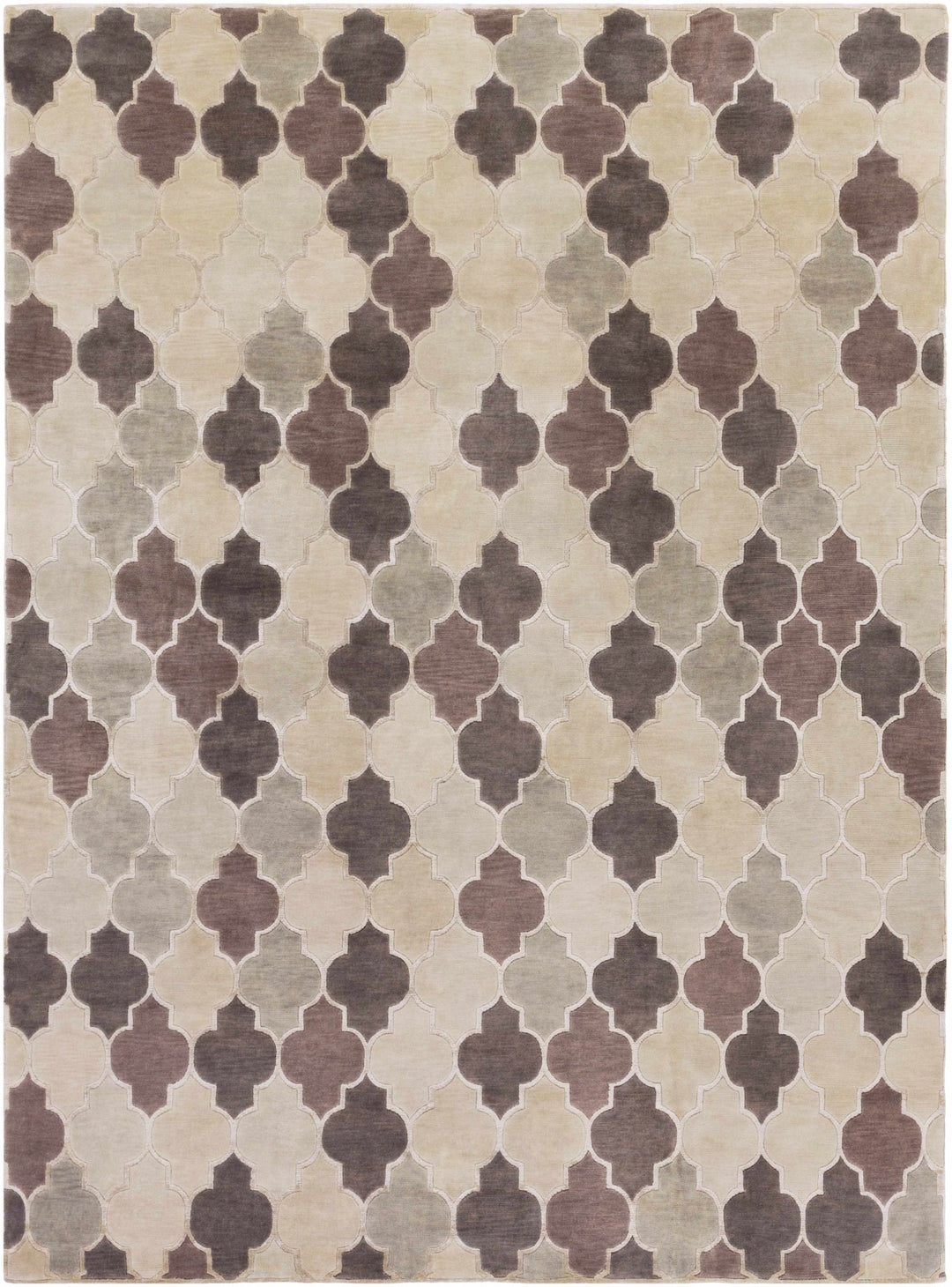 Cuero Modern Pattern Taupe & Brown Hand Knotted Wool Rug - The Rug Decor