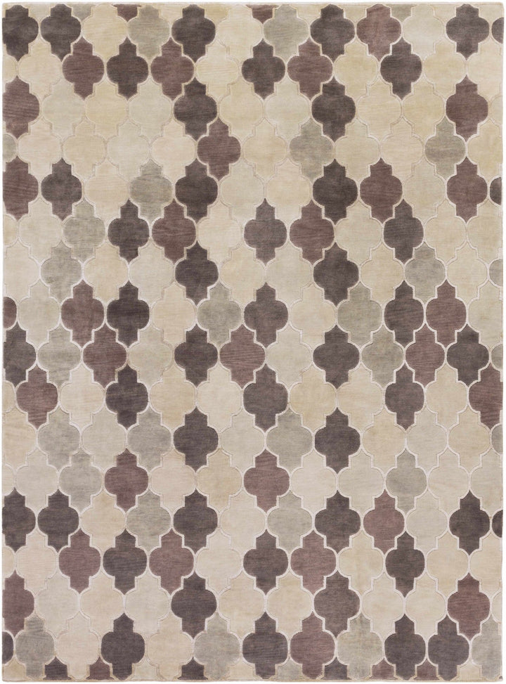 Cuero Modern Pattern Taupe & Brown Hand Knotted Wool Rug - The Rug Decor