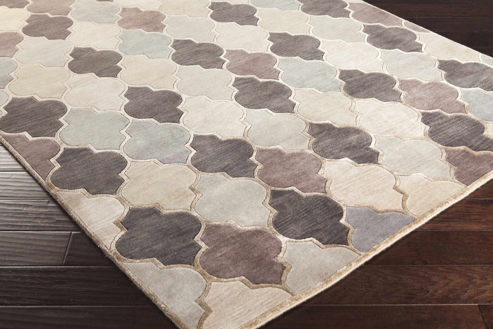 Cuero Modern Pattern Taupe & Brown Hand Knotted Wool Rug - The Rug Decor