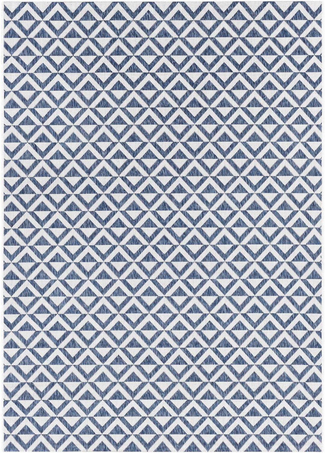 Cumby Denim Geometric Chevron Blue And White Machine Woven Outdoor Area Carpet - The Rug Decor