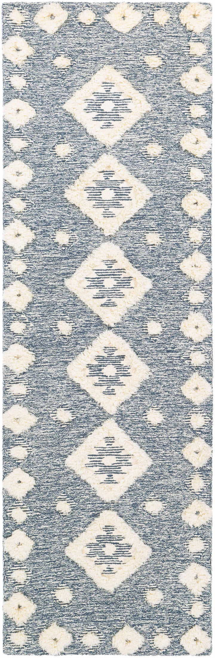 Curllsville Traditional Blue And Ivory Hand Tufted Wool Area Rug