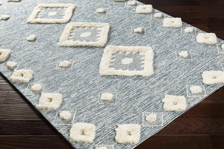 Curllsville Traditional Blue And Ivory Hand Tufted Wool Area Rug
