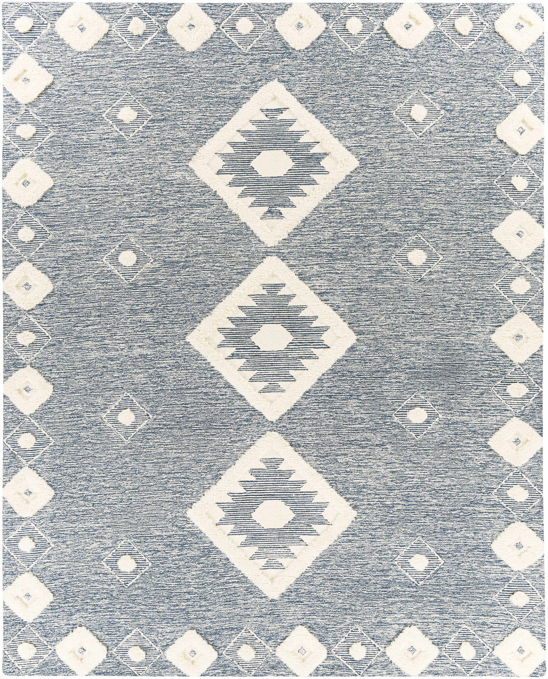 Curllsville Traditional Blue And Ivory Hand Tufted Wool Area Rug