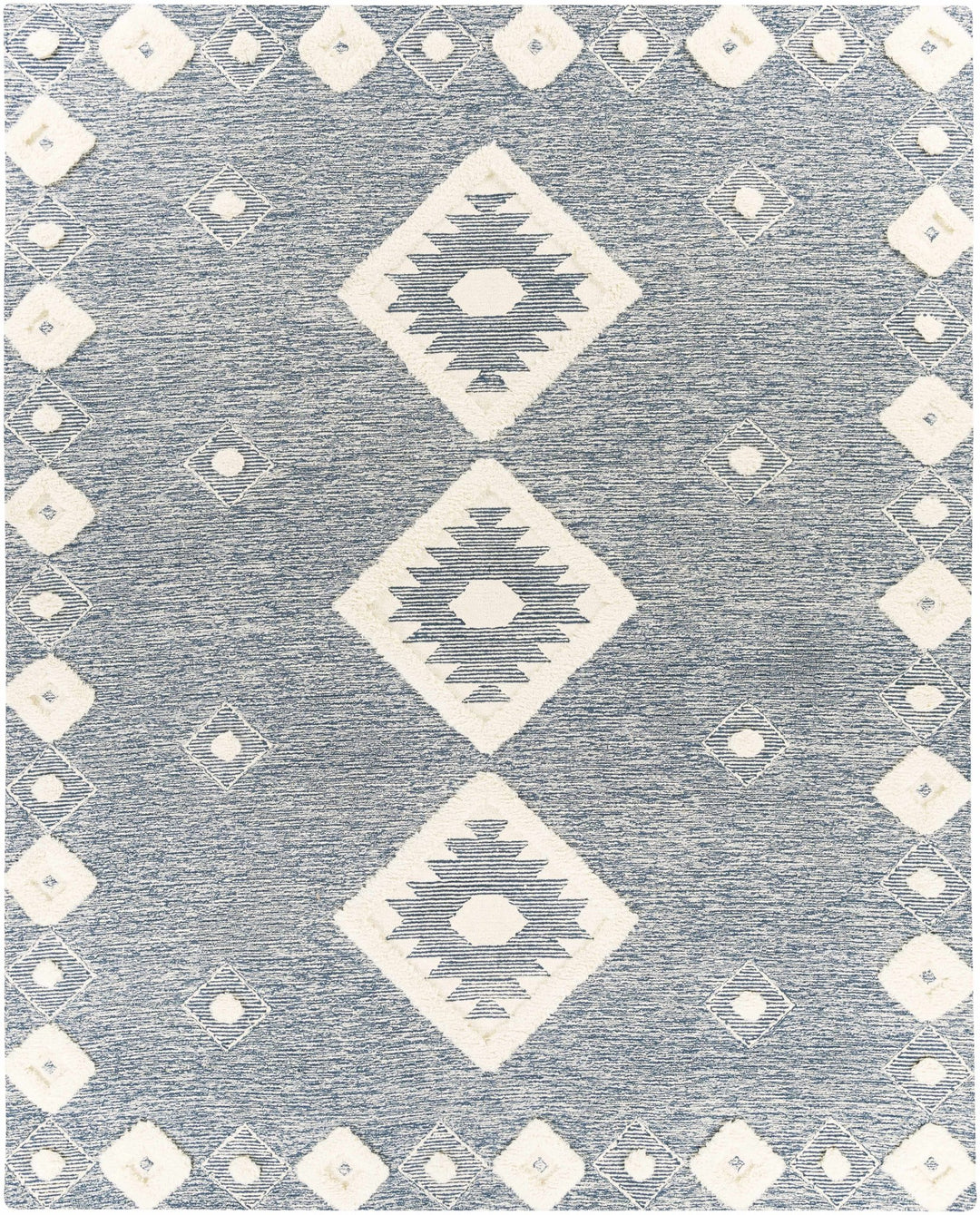 Curllsville Traditional Blue And Ivory Hand Tufted Wool Area Rug - The Rug Decor