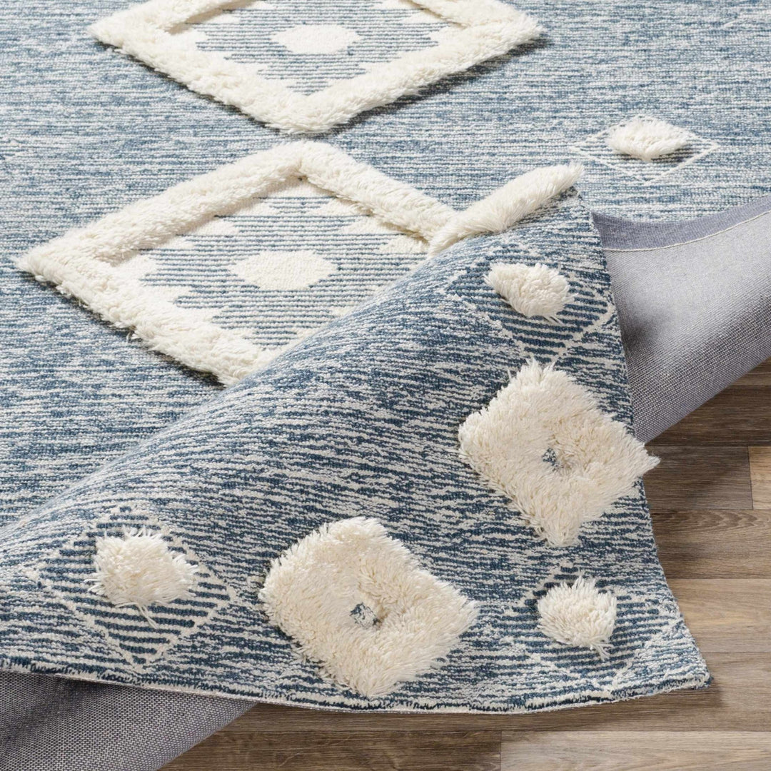 Curllsville Traditional Blue And Ivory Hand Tufted Wool Area Rug - The Rug Decor