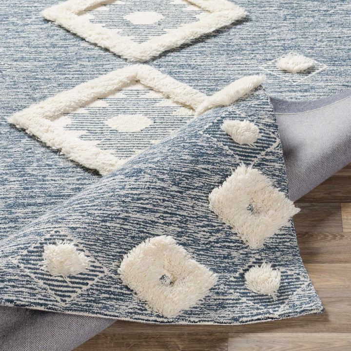 Curllsville Traditional Blue And Ivory Hand Tufted Wool Area Rug - The Rug Decor