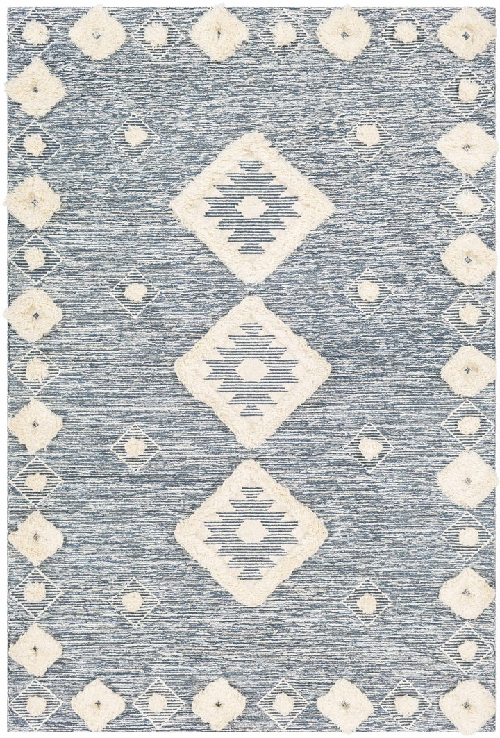 Curllsville Traditional Blue And Ivory Hand Tufted Wool Area Rug - The Rug Decor