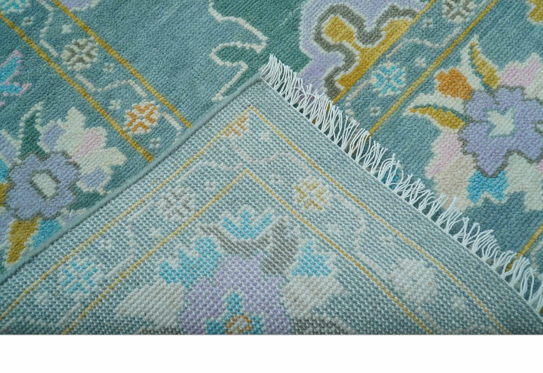 Custom Made Antique Blue Traditional Oushak Design Hand Knotted Wool Area Rug - The Rug Decor