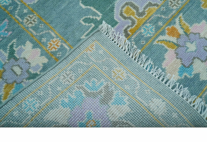 Custom Made Antique Blue Traditional Oushak Design Hand Knotted Wool Area Rug - The Rug Decor