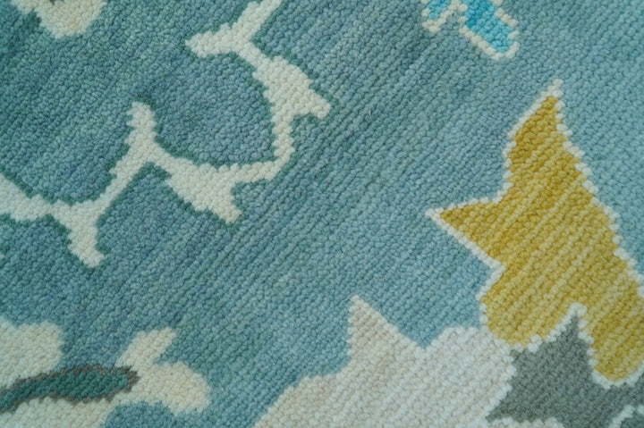 Custom Made Antique Blue Traditional Oushak Design Hand Knotted Wool Area Rug - The Rug Decor