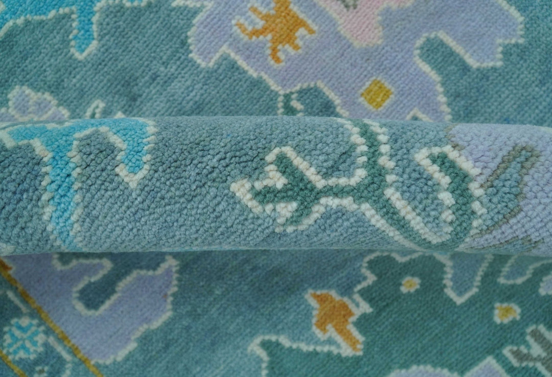 Custom Made Antique Blue Traditional Oushak Design Hand Knotted Wool Area Rug - The Rug Decor