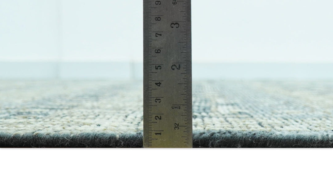 Custom Made Antique Charcoal Blue Transitional Hand Knotted Wool Area Rug - The Rug Decor