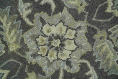 Custom Made Antique Design Charcoal and Beige Traditional Floral Hand Tufted rug - The Rug Decor