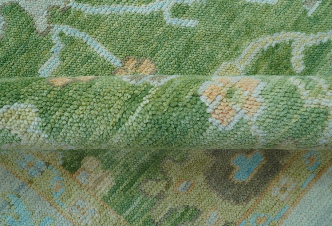 Custom Made Antique Green Traditional Oushak Design Hand Knotted Wool Area Rug - The Rug Decor