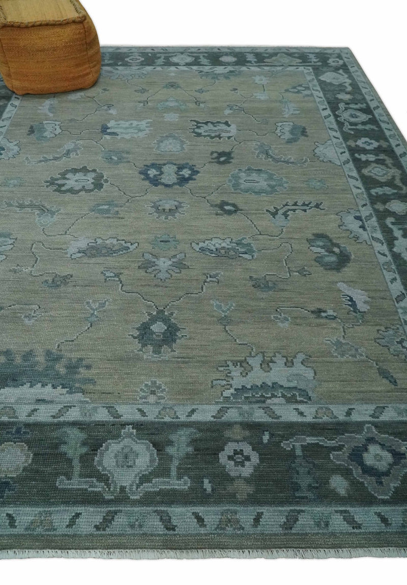 Custom Made Antique look Gray, Charcoal and silver Oriental Oushak wool Area Rug - The Rug Decor