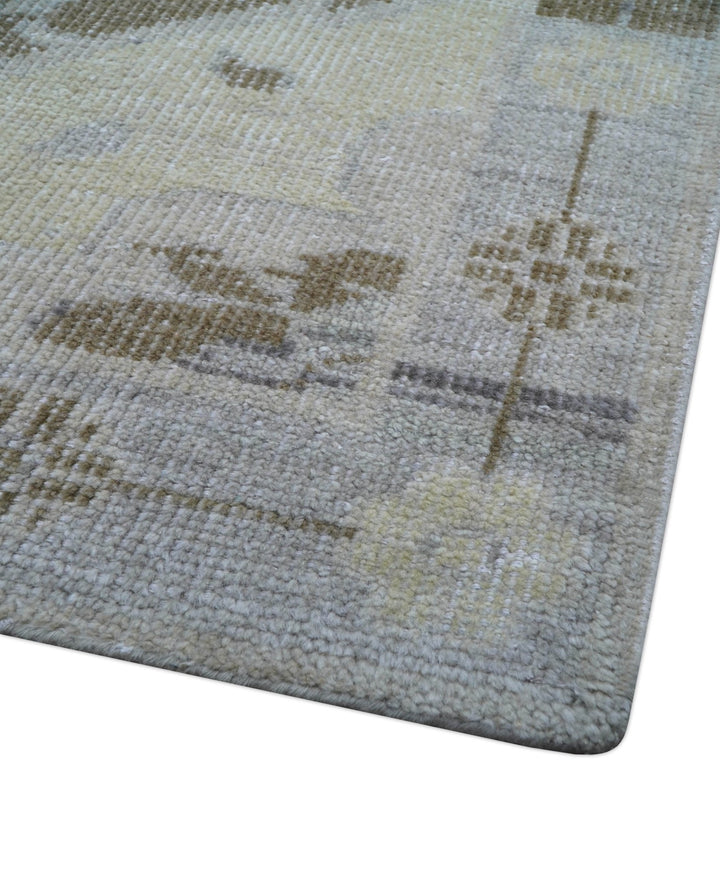 Custom Made Beige And Blue Traditional Turkish Design Hand knotted Wool Rug - The Rug Decor