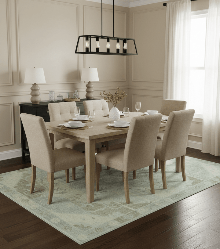 Custom Made Beige And Blue Traditional Turkish Design Hand knotted Wool Rug - The Rug Decor