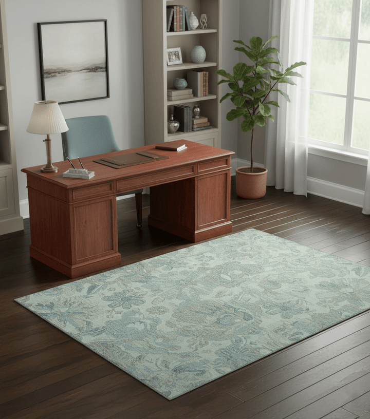 Custom Made Beige And Brown Traditional Floral Pattern Hand Tufted Wool Area Rug - The Rug Decor