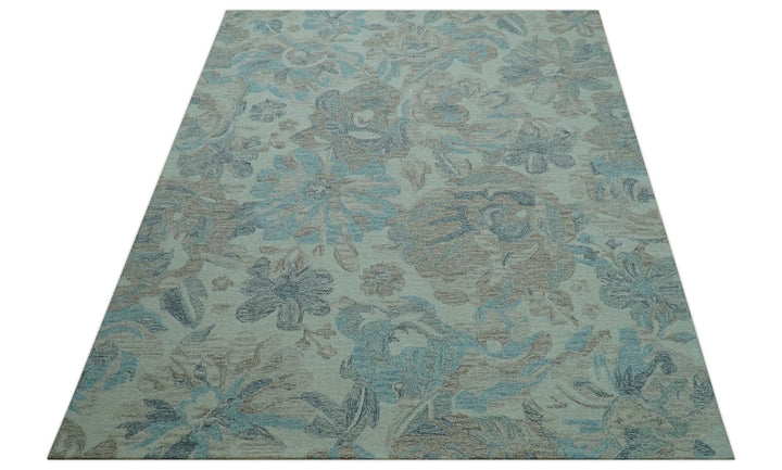 Custom Made Beige And Brown Traditional Floral Pattern Hand Tufted Wool Area Rug - The Rug Decor