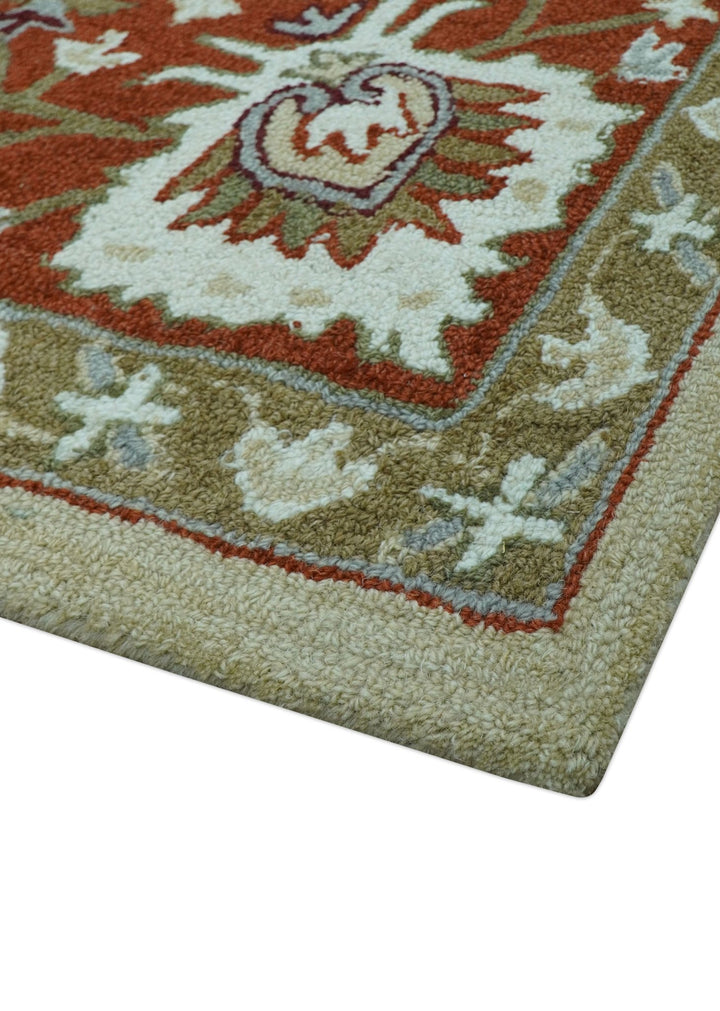 Custom Made Beige And Brown Traditional Oriental Design Hand Tufted Wool Area Rug - The Rug Decor