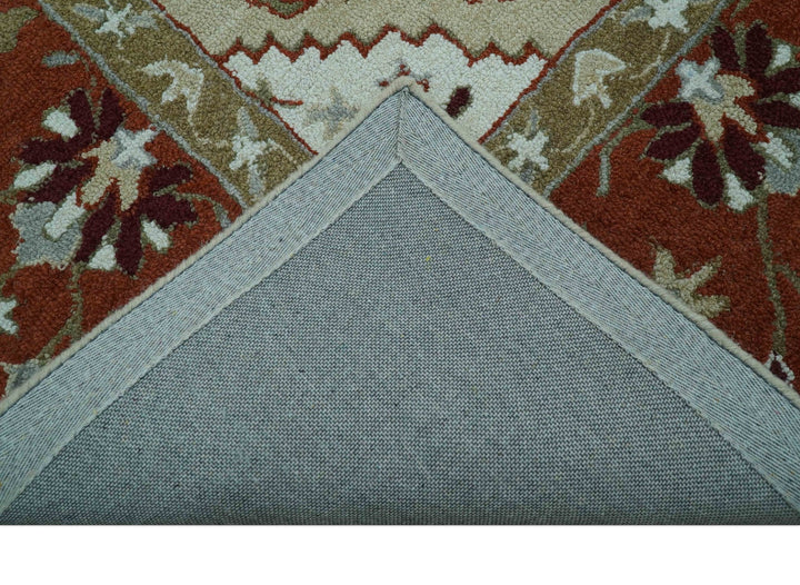 Custom Made Beige And Brown Traditional Oriental Design Hand Tufted Wool Area Rug - The Rug Decor
