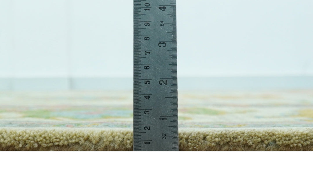 Custom Made Beige And Green Traditional Oushak Design Hand Tufted Wool Rug - The Rug Decor