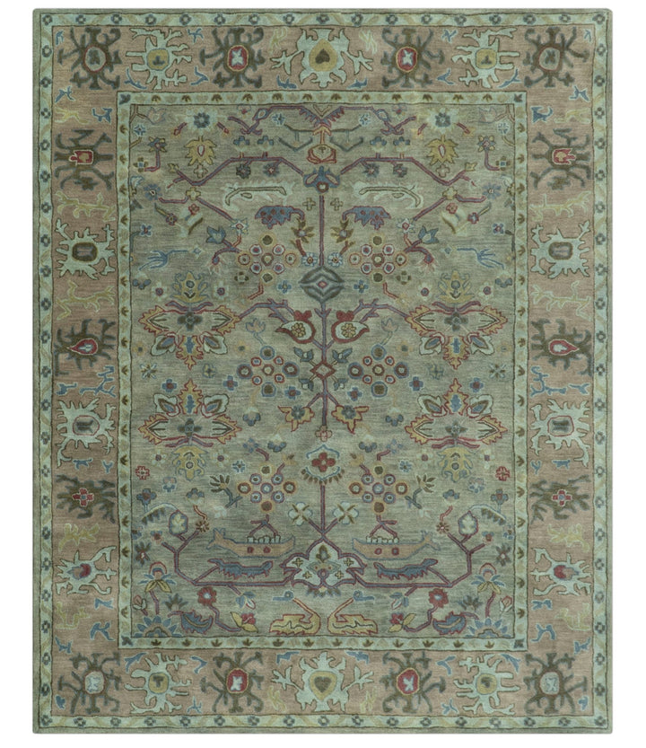 Custom Made Beige and peac Traditional Oushak Design Hand Tufted Wool Rug - The Rug Decor
