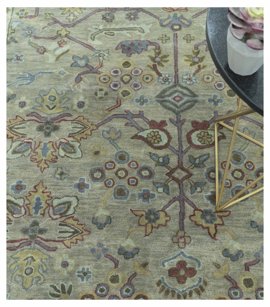 Custom Made Beige and peac Traditional Oushak Design Hand Tufted Wool Rug - The Rug Decor