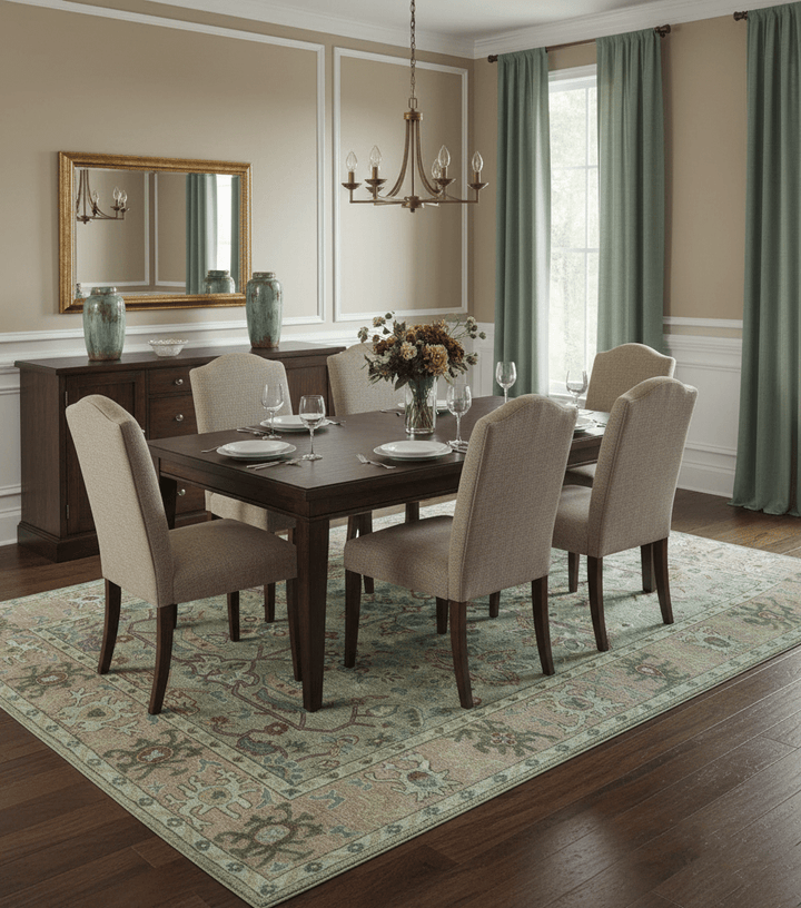 Custom Made Beige and peach Traditional Oushak Design Hand Tufted Wool Rug - The Rug Decor