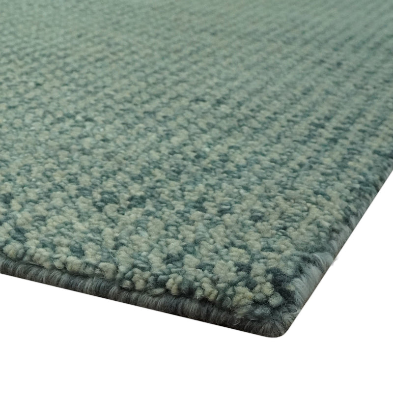 Custom Made Beige and Shades of Blue Stripes Design Contemporary wool area Rug - The Rug Decor