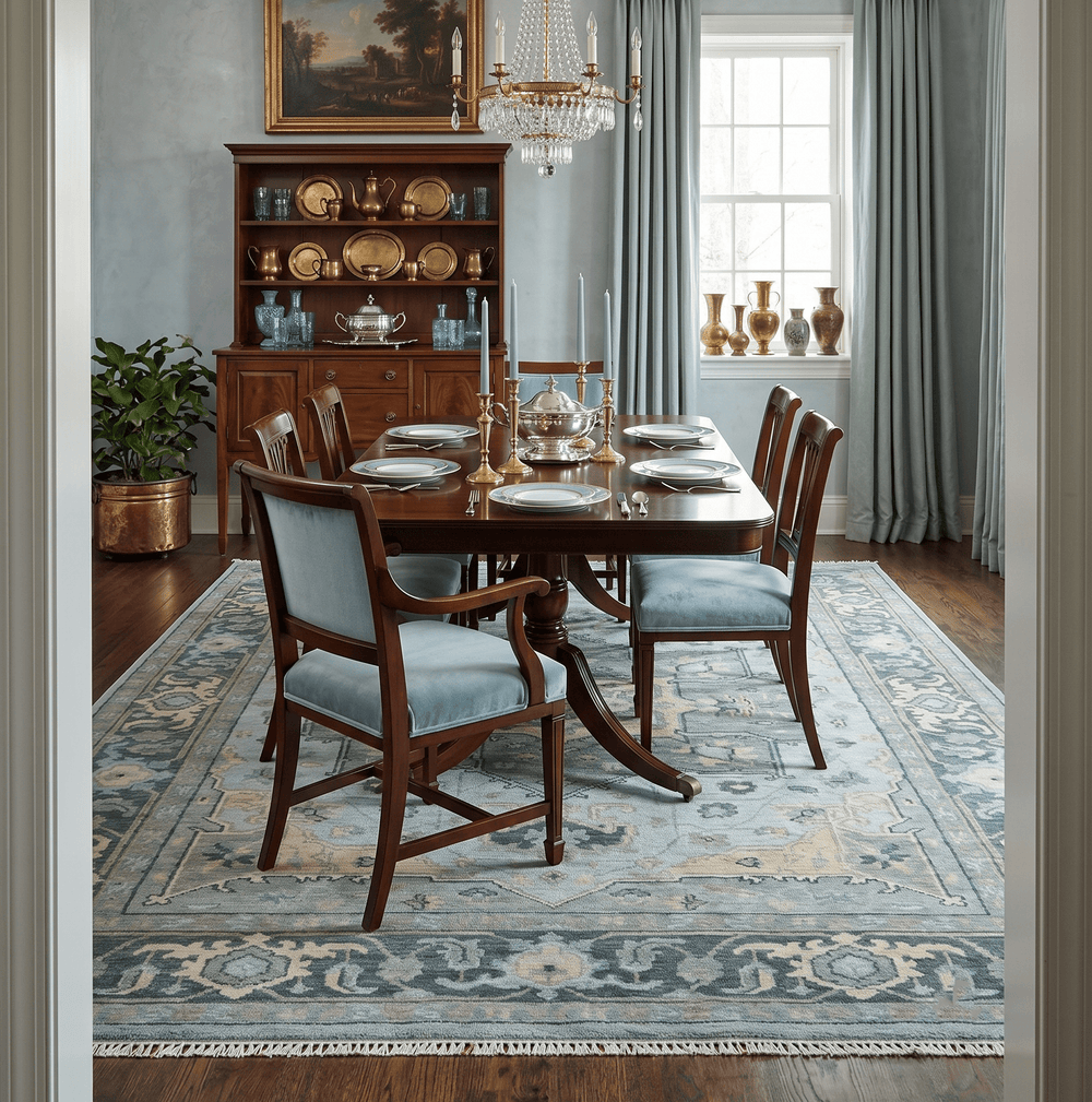 Custom made Beige, Gray and Charcoal Hand Knotted Traditional Heriz Wool Rug - The Rug Decor