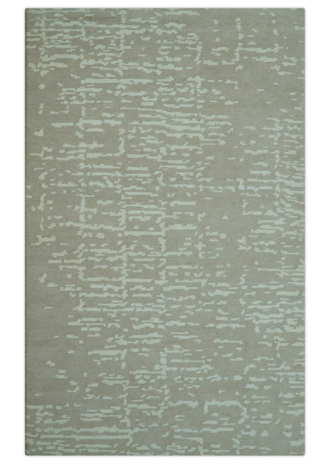 Custom Made Beige Modern Contemporary Hand Knotted Wool Area Rug - The Rug Decor