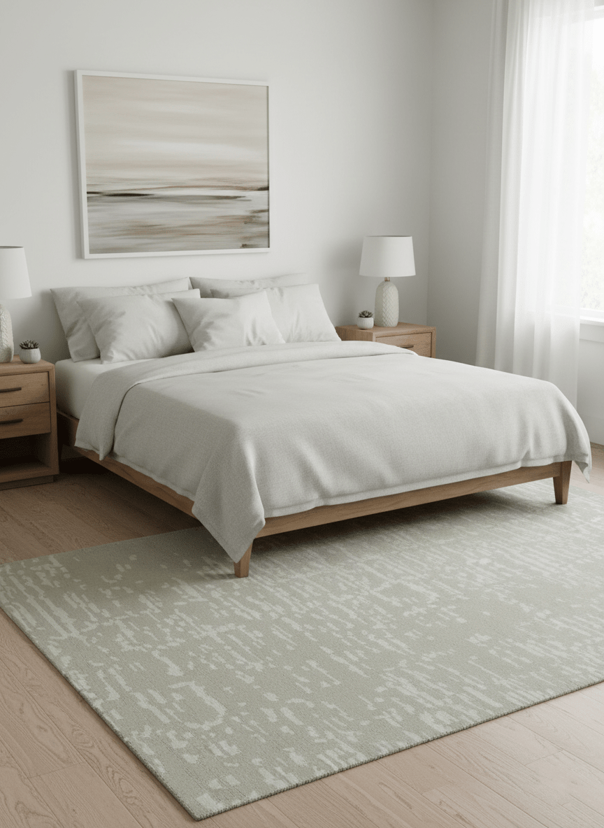 Custom Made Beige Modern Contemporary Hand Knotted Wool Area Rug - The Rug Decor