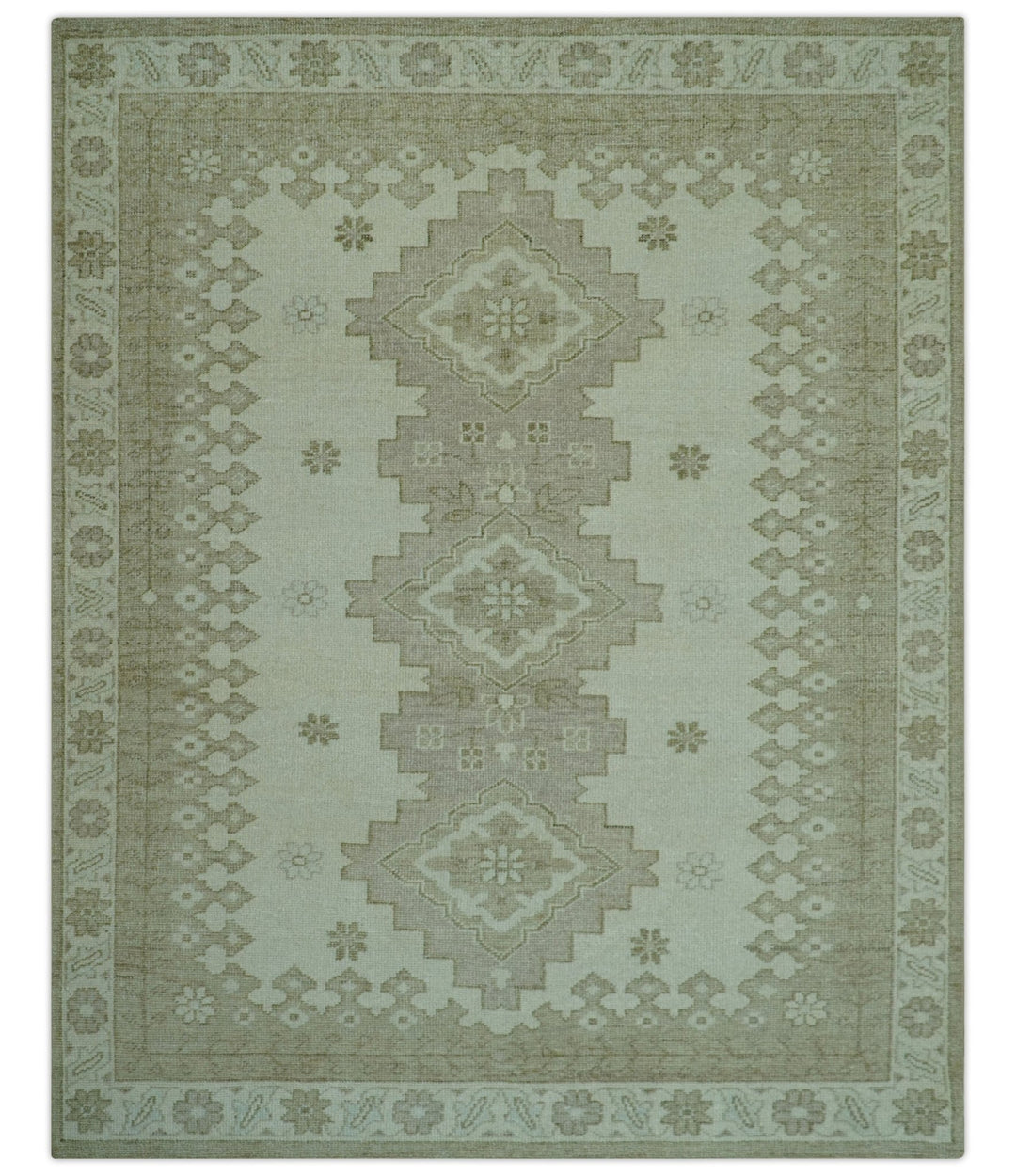 Custom Made Beige Traditional Turkish Design Hand knotted Wool Area Rug - The Rug Decor