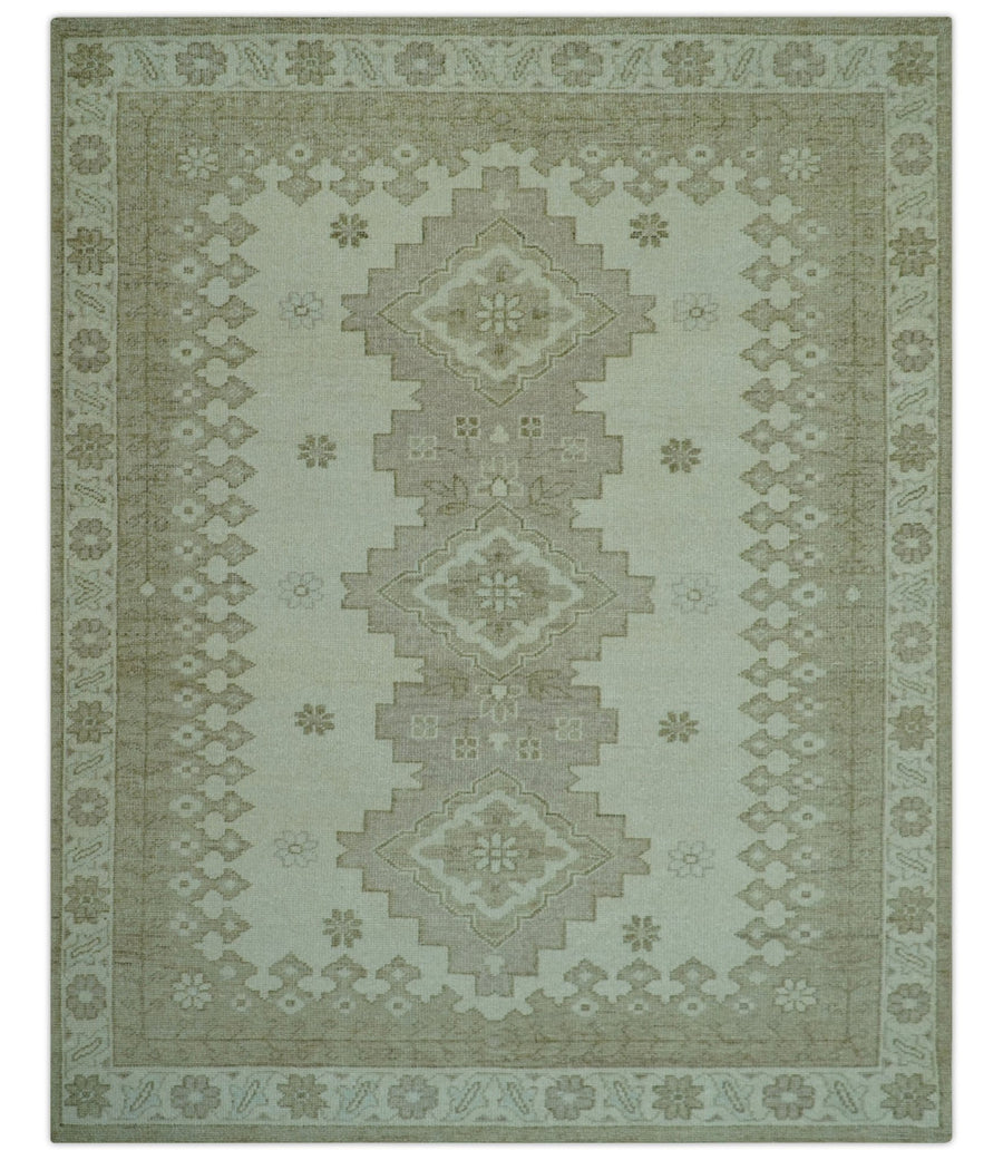 Custom Made Beige Traditional Turkish Design Hand knotted Wool Area Rug - The Rug Decor