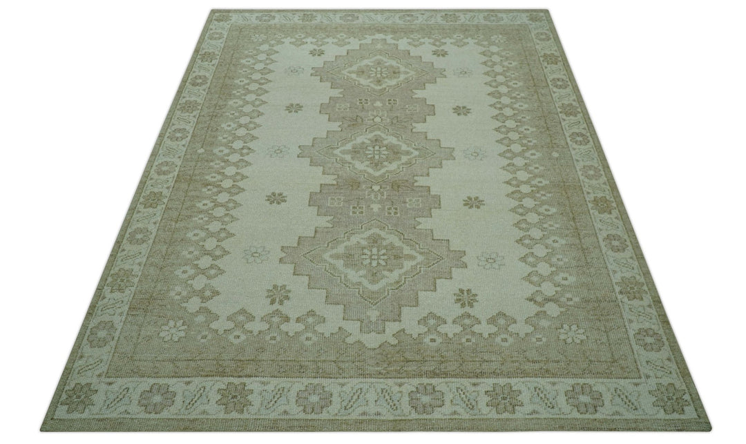 Custom Made Beige Traditional Turkish Design Hand knotted Wool Area Rug - The Rug Decor