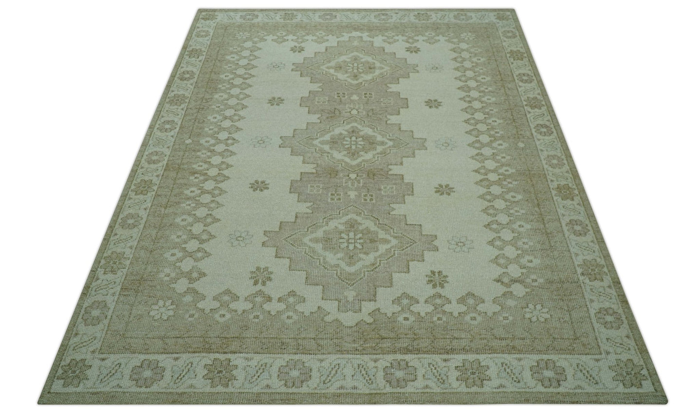 Custom Made Beige Traditional Turkish Design Hand knotted Wool Area Rug - The Rug Decor
