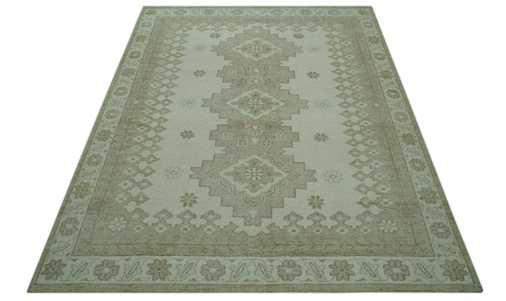 Custom Made Beige Traditional Turkish Design Hand knotted Wool Area Rug - The Rug Decor