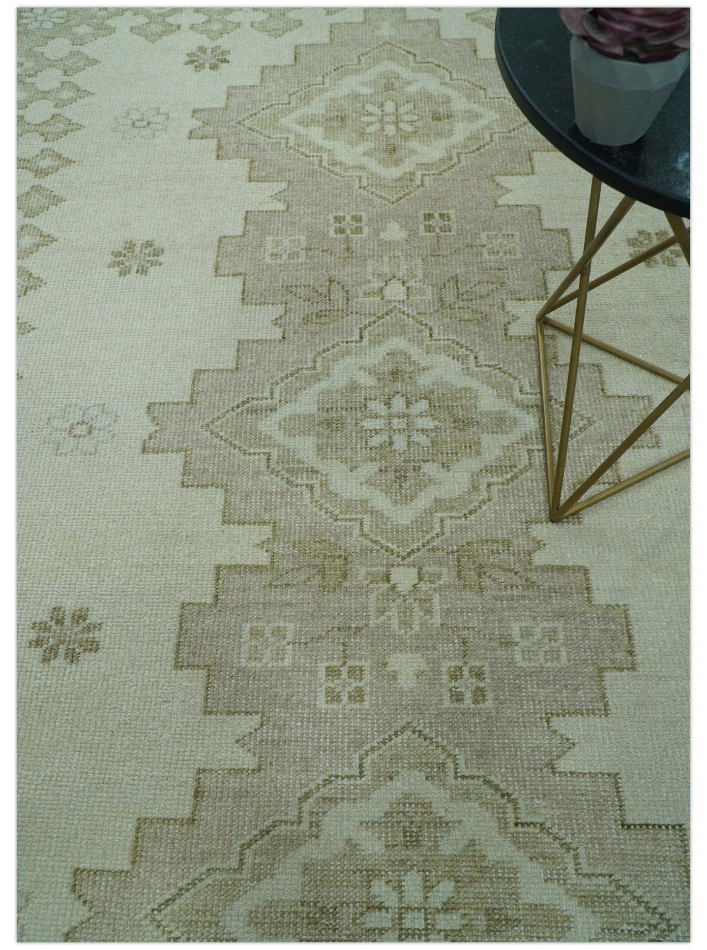 Custom Made Beige Traditional Turkish Design Hand knotted Wool Area Rug - The Rug Decor
