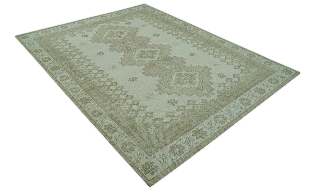 Custom Made Beige Traditional Turkish Design Hand knotted Wool Area Rug - The Rug Decor