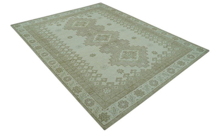 Custom Made Beige Traditional Turkish Design Hand knotted Wool Area Rug - The Rug Decor