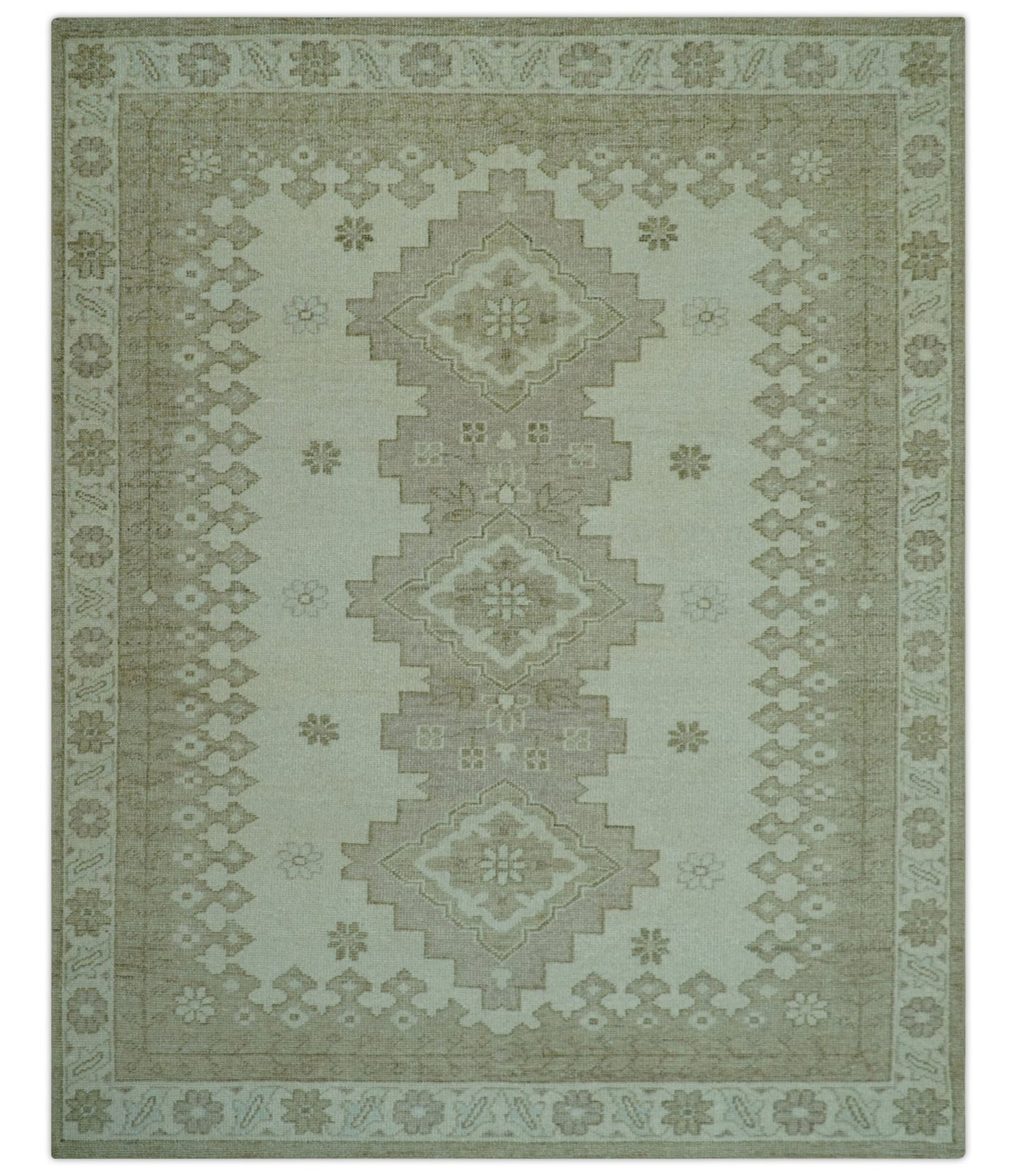 Custom Made Beige Traditional Turkish Design Hand knotted Wool Area Rug - The Rug Decor
