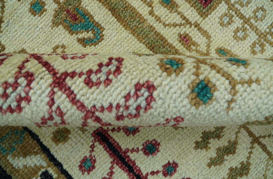 Custom Made Black And Ivory Traditional Serapi Design Hand Knotted Wool Rug - The Rug Decor