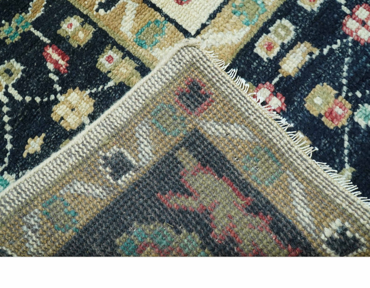 Custom Made Black And Ivory Traditional Serapi Design Hand Knotted Wool Rug - The Rug Decor